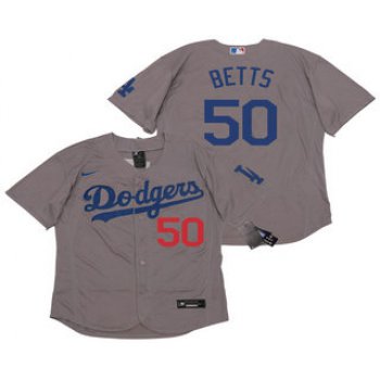 Men's Los Angeles Dodgers #50 Mookie Betts Gray Alternate Stitched MLB Flex Base Nike Jersey