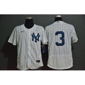 Men's New York Yankees #3 Babe Ruth White Home No Name Stitched MLB Flex Base Nike Jersey
