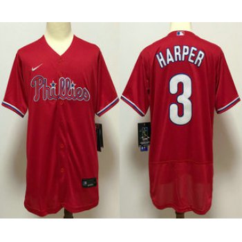 Men's Philadelphia Phillies #3 Bryce Harper Red Stitched MLB Flex Base Nike Jersey