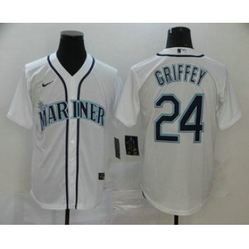 Men's Seattle Mariners #24 Ken Griffey Jr. White Stitched MLB Cool Base Nike Jersey