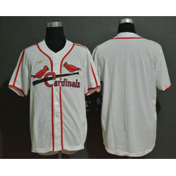 Men's St. Louis Cardinals Blank White Throwback Cooperstown Stitched MLB Cool Base Nike Jersey