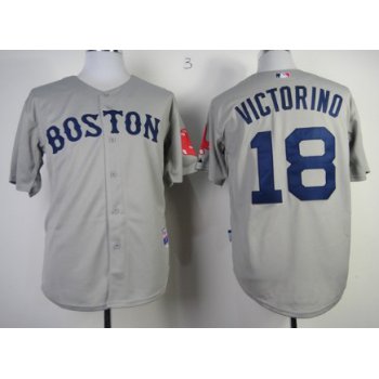 Boston Red Sox #18 Shane Victorino Gray Jersey