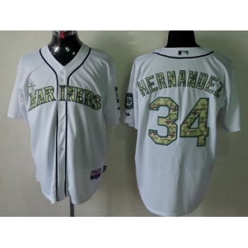 Seattle Mariners #34 Felix Hernandez White With Camo Jersey