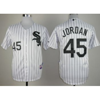 Chicago White Sox #45 Michael Jordan White With Black Pinstripe Jersey