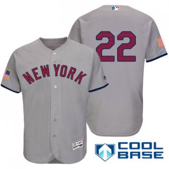 Men's New York Yankees #22 Jacoby Ellsbury Gray Stars & Stripes Fashion Independence Day Stitched MLB Majestic Cool Base Jersey