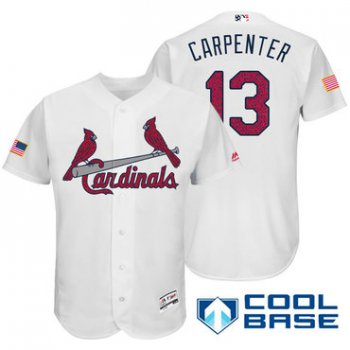 Men's St. Louis Cardinals #13 Matt Carpenter White Stars & Stripes Fashion Independence Day Stitched MLB Majestic Cool Base Jersey