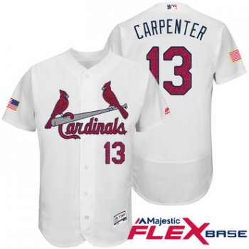 Men's St. Louis Cardinals #13 Matt Carpenter White Stars & Stripes Fashion Independence Day Stitched MLB Majestic Flex Base Jersey