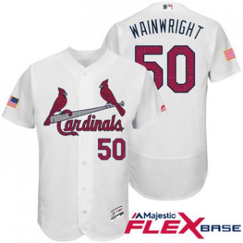 Men's St. Louis Cardinals #50 Adam Wainwright White Stars & Stripes Fashion Independence Day Stitched MLB Majestic Flex Base Jersey