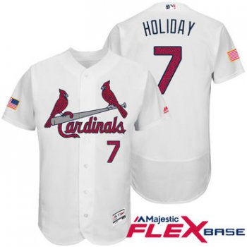 Men's St. Louis Cardinals #7 Matt Holliday White Stars & Stripes Fashion Independence Day Stitched MLB Majestic Flex Base Jersey
