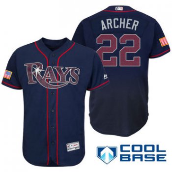 Men's Tampa Bay Rays #22 Chris Archer Navy Blue Stars & Stripes Fashion Independence Day Stitched MLB Majestic Cool Base Jersey