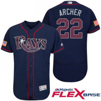 Men's Tampa Bay Rays #22 Chris Archer Navy Blue Stars & Stripes Fashion Independence Day Stitched MLB Majestic Flex Base Jersey