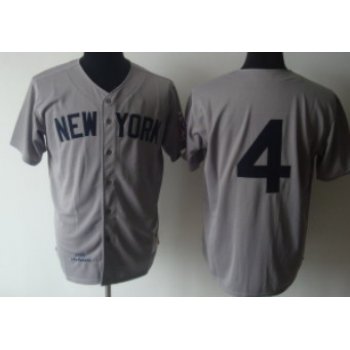 New York Yankees #4 Lou Gehrig 1939 Gray Wool Throwback Jersey
