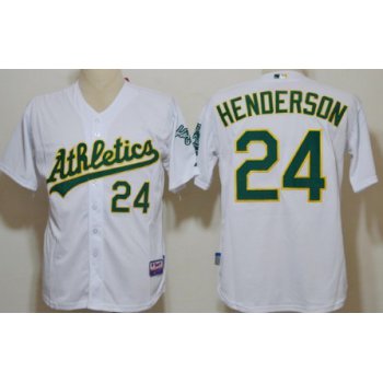 Oakland Athletics #24 Rickey Henderson White Jersey
