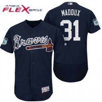 Men's Atlanta Braves #31 Greg Maddux Navy Blue 2017 Spring Training Stitched MLB Majestic Flex Base Jersey