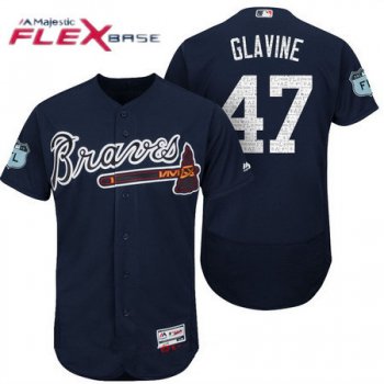 Men's Atlanta Braves #47 Tom Glavine Navy Blue 2017 Spring Training Stitched MLB Majestic Flex Base Jersey