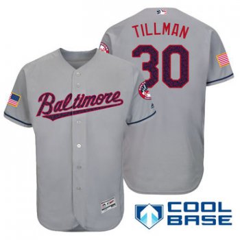 Men's Baltimore Orioles #30 Chris Tillman Gray Stars & Stripes Fashion Independence Day Stitched MLB Majestic Cool Base Jersey