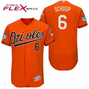 Men's Baltimore Orioles #6 Jonathan Schoop Orange 2017 Spring Training Stitched MLB Majestic Flex Base Jersey