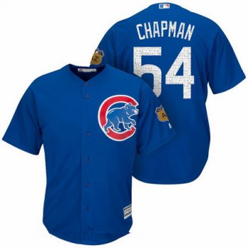 Men's Chicago Cubs #54 Aroldis Chapman Royal Blue 2017 Spring Training Stitched MLB Majestic Cool Base Jersey