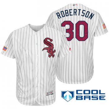 Men's Chicago White Sox #30 David Robertson White Stars & Stripes Fashion Independence Day Stitched MLB Majestic Cool Base Jersey
