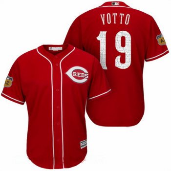 Men's Cincinnati Reds #19 Joey Votto Red 2017 Spring Training Stitched MLB Majestic Cool Base Jersey