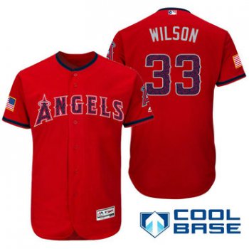Men's Los Angeles Angels Of Anaheim #33 C.J. Wilson Red Stars & Stripes Fashion Independence Day Stitched MLB Majestic Cool Base Jersey