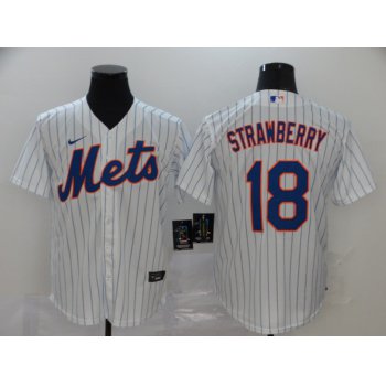 Men's New York Mets #18 Darryl Strawberry White Stitched MLB Cool Base Nike Jersey