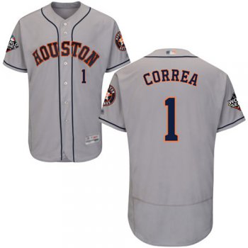 Astros #1 Carlos Correa Grey Flexbase Authentic Collection 2019 World Series Bound Stitched Baseball Jersey