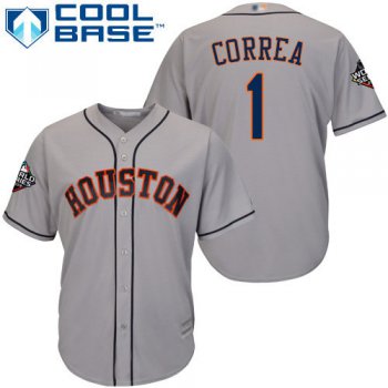 Astros #1 Carlos Correa Grey New Cool Base 2019 World Series Bound Stitched Baseball Jersey
