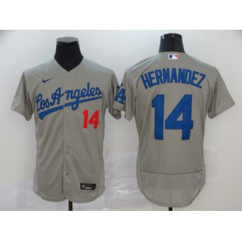 Men's Los Angeles Dodgers #14 Enrique Hernandez Gray Stitched MLB Flex Base Nike Jersey