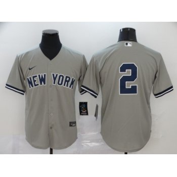 Men's New York Yankees #2 Derek Jeter Gray No Name Stitched MLB Cool Base Nike Jersey