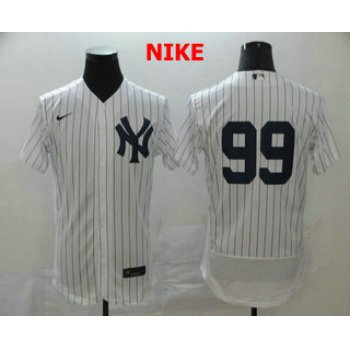 Men's New York Yankees #99 Aaron Judge White Home No Name Stitched MLB Flex Base Nike Jersey