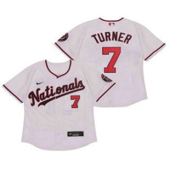 Men's Washington Nationals #7 Trea Turner White Stitched MLB Flex Base Nike Jersey