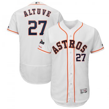 Houston Astros #27 Jose Altuve Majestic 2019 Postseason Authentic Flex Base Player White Jersey