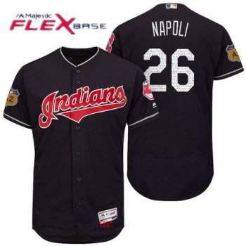 Men's Cleveland Indians #26 Mike Napoli Navy Blue 2017 Spring Training Stitched MLB Majestic Flex Base Jersey