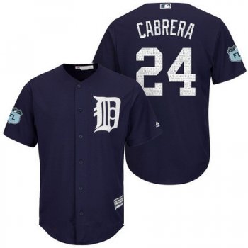 Men's Detroit Tigers #24 Miguel Cabrera Navy Blue 2017 Spring Training Stitched MLB Majestic Cool Base Jersey