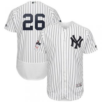New York Yankees #26 DJ LeMahieu Majestic 2019 Postseason Authentic Flex Base Player White Navy Jersey