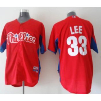 Philadelphia Phillies #33 Cliff Lee Red BP Jersey