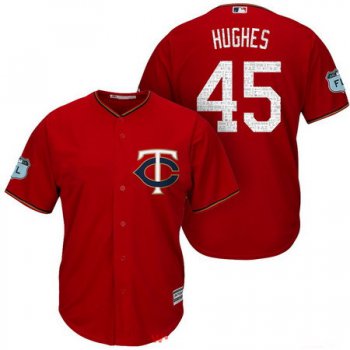 Men's Minnesota Twins #45 Phil Hughes Red 2017 Spring Training Stitched MLB Majestic Cool Base Jersey