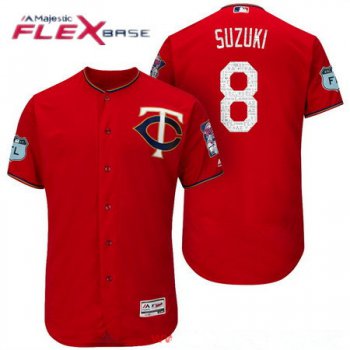 Men's Minnesota Twins #8 Kurt Suzuki Red 2017 Spring Training Stitched MLB Majestic Flex Base Jersey