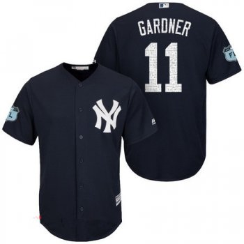Men's New York Yankees #11 Brett Gardner Navy Blue 2017 Spring Training Stitched MLB Majestic Cool Base Jersey