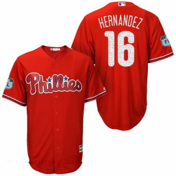 Men's Philadelphia Phillies #16 Cesar Hernandez Red 2017 Spring Training Stitched MLB Majestic Cool Base Jersey