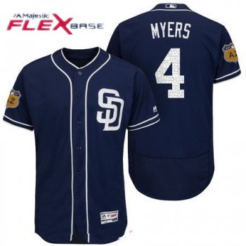 Men's San Diego Padres #4 Wil Myers Navy Blue 2017 Spring Training Stitched MLB Majestic Flex Base Jersey