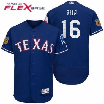 Men's Texas Rangers #16 Ryan Rua Royal Blue 2017 Spring Training Stitched MLB Majestic Flex Base Jersey