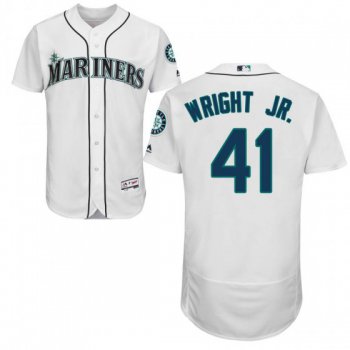 Men's Authentic Seattle Mariners #41 Mike Wright Jr. Majestic Flex Base Home Collection White Jersey