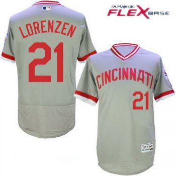 Men's Cincinnati Reds #21 Michael Lorenzen Gray Pullover Stitched MLB Majestic Flex Base Jersey
