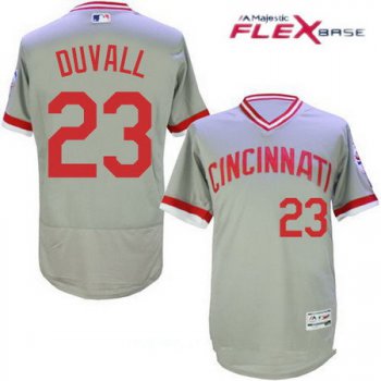 Men's Cincinnati Reds #23 Adam Duvall Gray Pullover Stitched MLB Majestic Flex Base Jersey