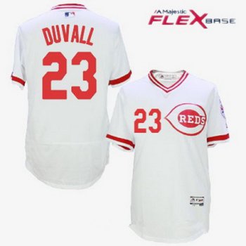 Men's Cincinnati Reds #23 Adam Duvall White Pullover Stitched MLB Majestic Flex Base Jersey