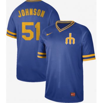 Mariners #51 Randy Johnson Royal Authentic Cooperstown Collection Stitched Baseball Jersey