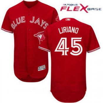 Men's Toronto Blue Jays #45 Francisco Liriano Red Stitched MLB 2017 Majestic Flex Base Jersey