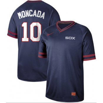 White Sox #10 Yoan Moncada Navy Authentic Cooperstown Collection Stitched Baseball Jerseys